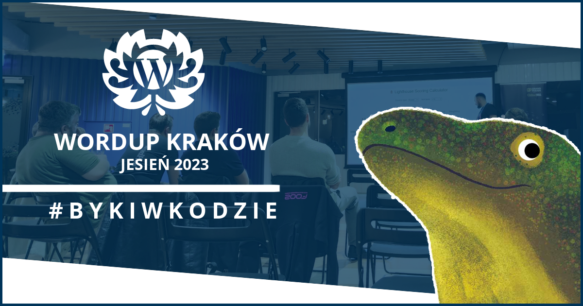 Grafika przedstawia wprowadzenie do wpisu WordUp Kraków - jesień 2023